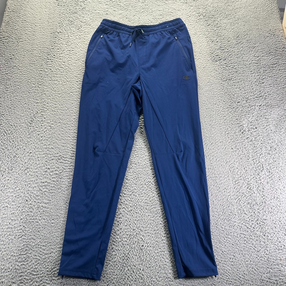 Champion Pant Mens S Blue Polyester Track Pant Stretch Tapered Leg Performance‎